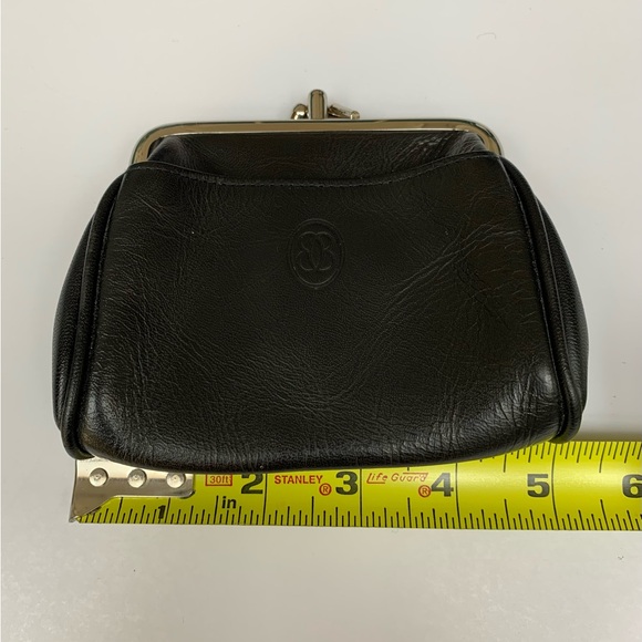 Buxton Genuine Black Leather Coin Purse Kiss-Lock - Picture 6 of 7